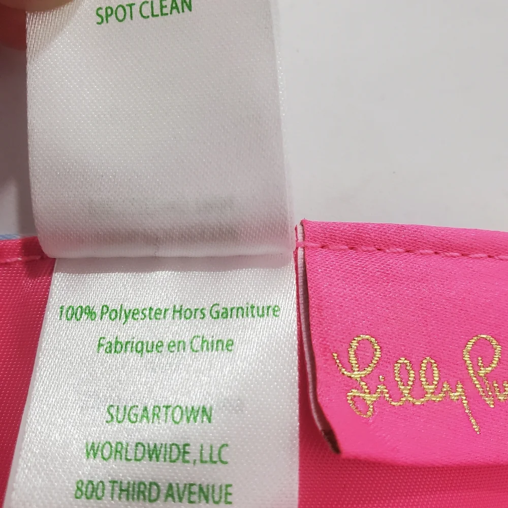 Lilly Pulitzer Christmas Tree Skirt Home Decor Bohemian Queen Pom Pom Pink Blue - Picture 9 of 10